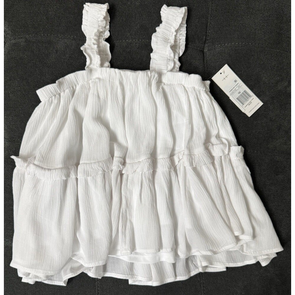NWT's Habitual Kids Girls 10 Baby Doll White Ruffle Tiered Top, Lined